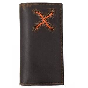 NEW TWISTED X bomber x logo rodeo wallet in brown/orange